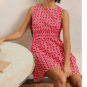 Boden women's smocked waist Coral Sleeveless Dress Size 10